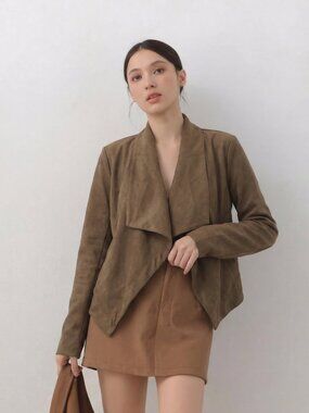 Tan Brown Suede Jacket in Women's Size M